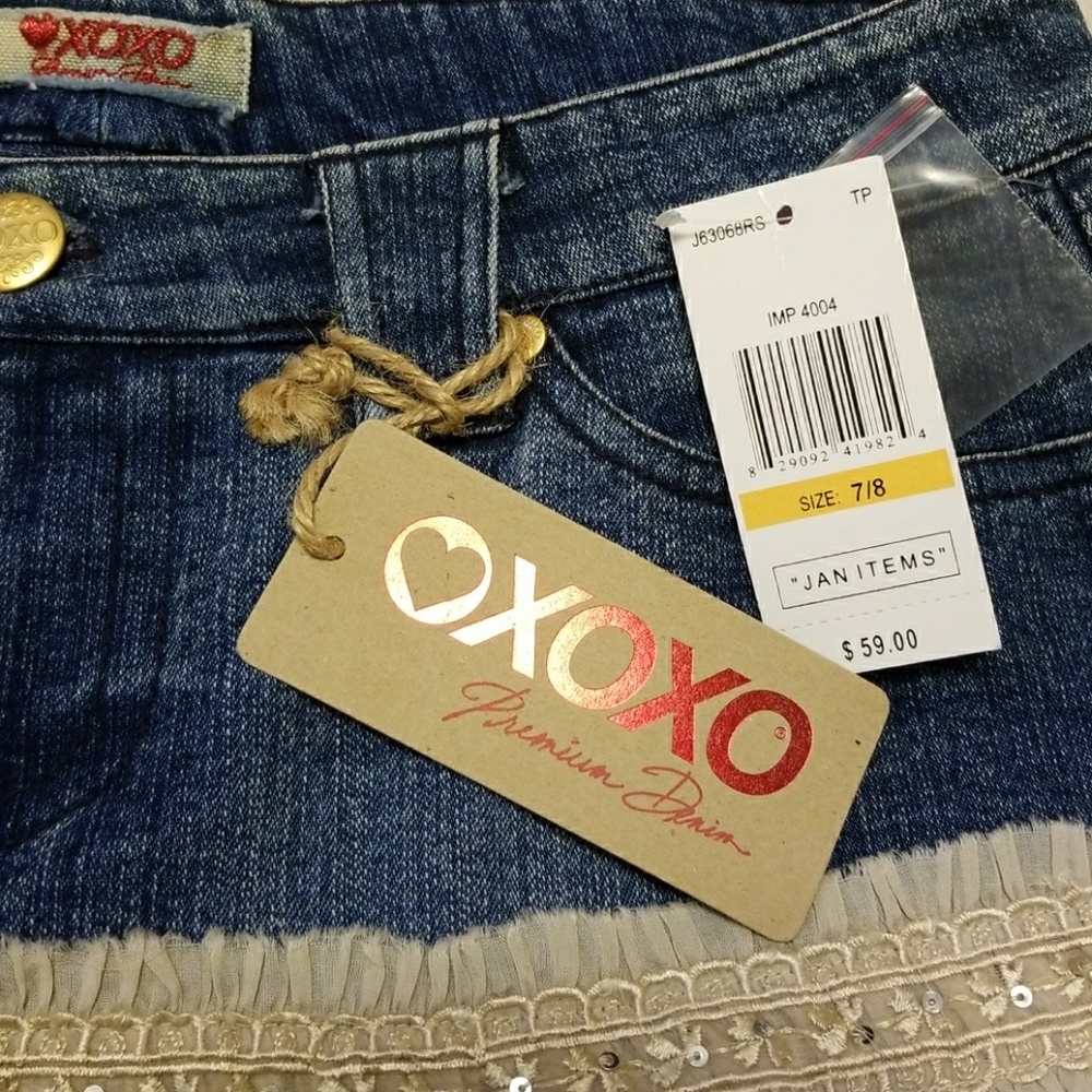 Denim and cotton skirt